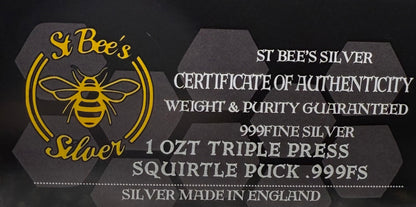 Pokémon ' Squirtle' 1 oz .999 Pure Silver Round Hand Crafted by St Bee's in England, Satin Finish, Includes Poké Ball & COA, Mint Condition Limited Edition