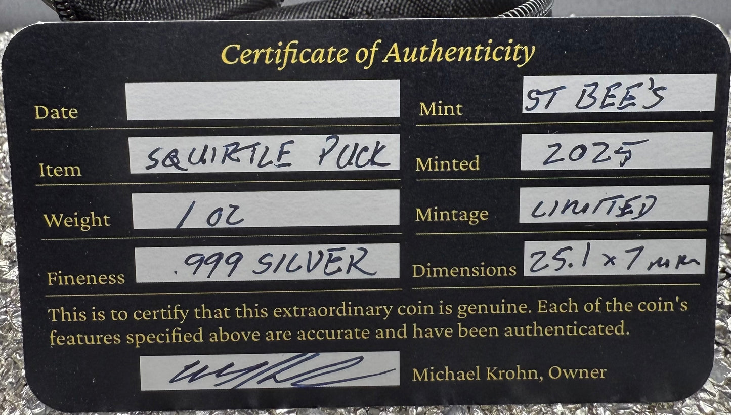 Pokémon ' Squirtle' 1 oz .999 Pure Silver Round Hand Crafted by St Bee's in England, Satin Finish, Includes Poké Ball & COA, Mint Condition Limited Edition