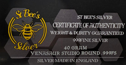 Pokémon 'Venasaur' 1.25 oz .999 Pure Silver Round Hand Crafted by St Bee's in England, Shiny Finish, Includes Poké Ball & COA, Mint Condition Limited Edition