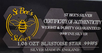 Pokémon 'Blastoise Star' 1.08 oz .999 Fine Silver Star Hand Crafted by St Bee's in England, Shiny Finish, Includes Poké Ball & COA, Mint Condition, Limited Edition