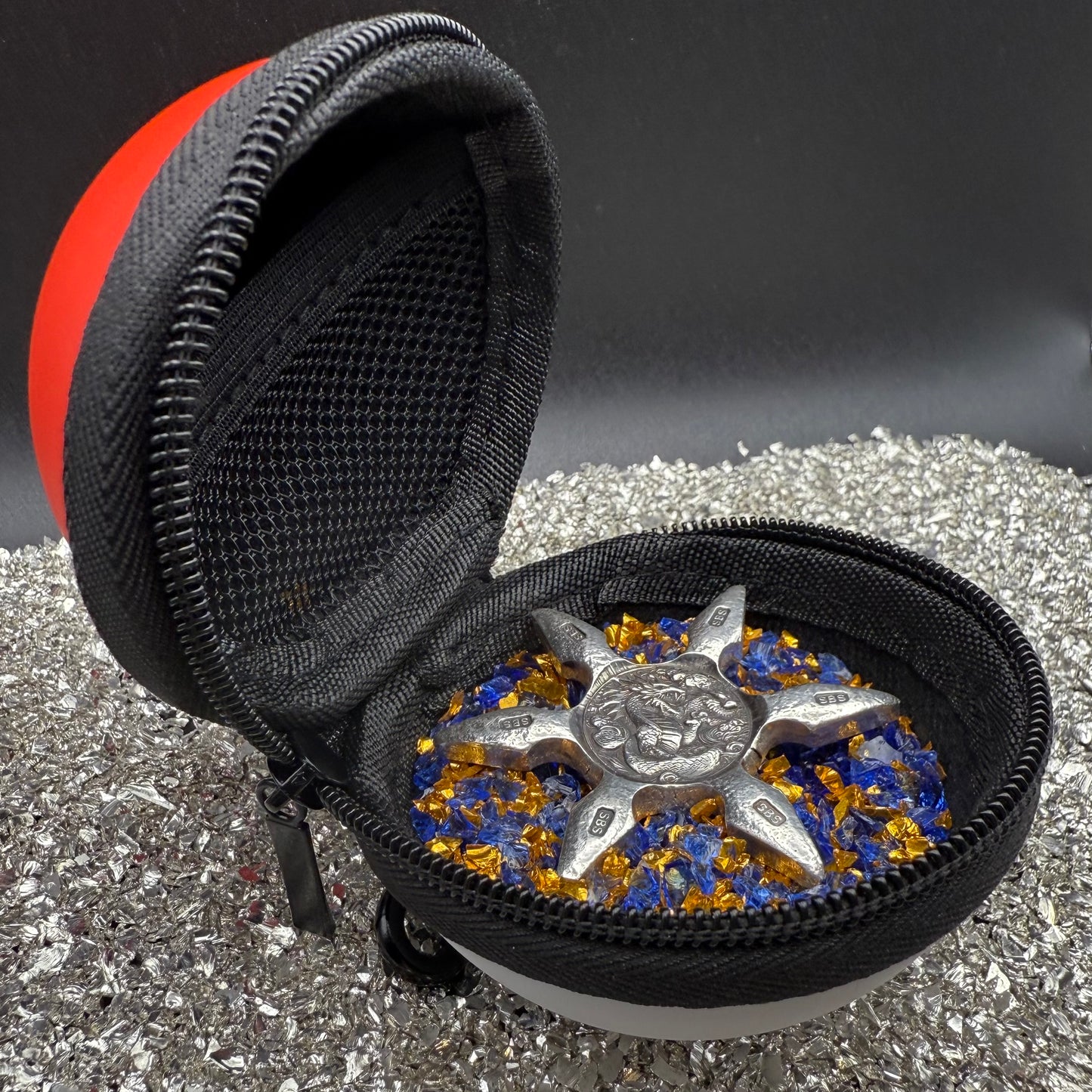 'Twin Dragon Star' 1.04 oz .999 Fine Silver Star Hand Crafted by St Bee's in England, Shiny Finish, Includes Earbud Case & COA, Mint Condition, Limited Edition