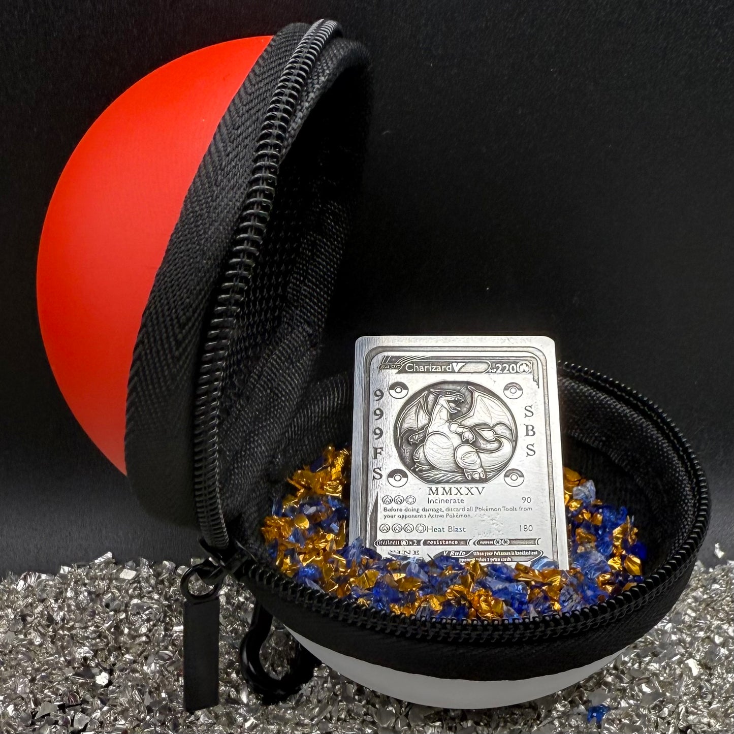 Pokémon 'Fire Charizard' 2.82 oz .999 Pure Silver Trading Card Hand Crafted by St Bee's in England, Satin Finish, Includes Poké Ball & COA, Mint Condition Limited Edition