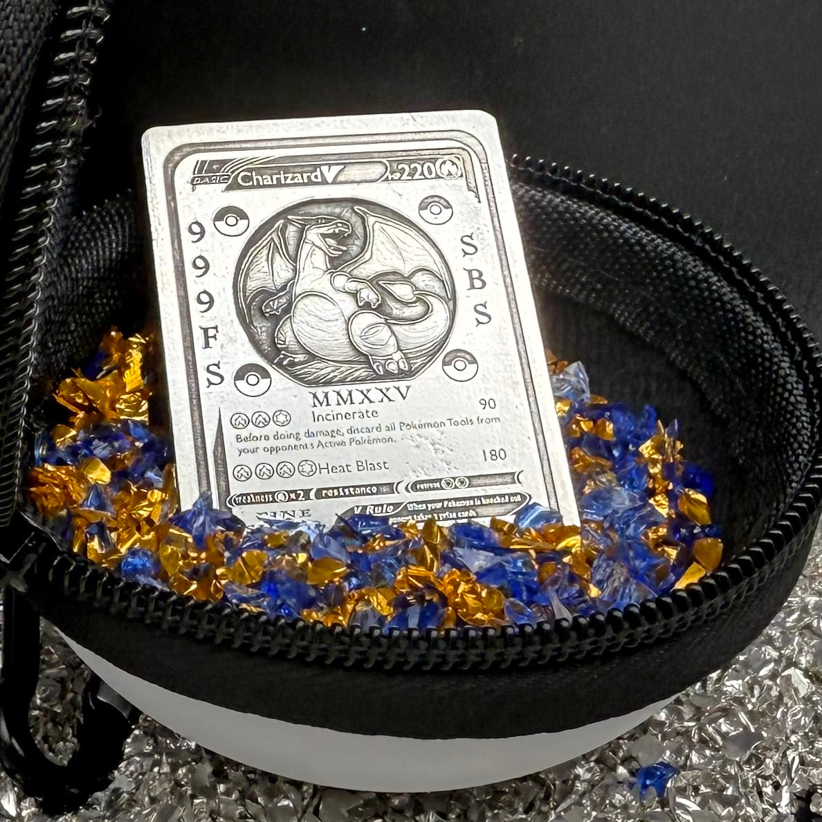 Pokémon 'Fire Charizard' 2.82 oz .999 Pure Silver Trading Card Hand Crafted by St Bee's in England, Satin Finish, Includes Poké Ball & COA, Mint Condition Limited Edition