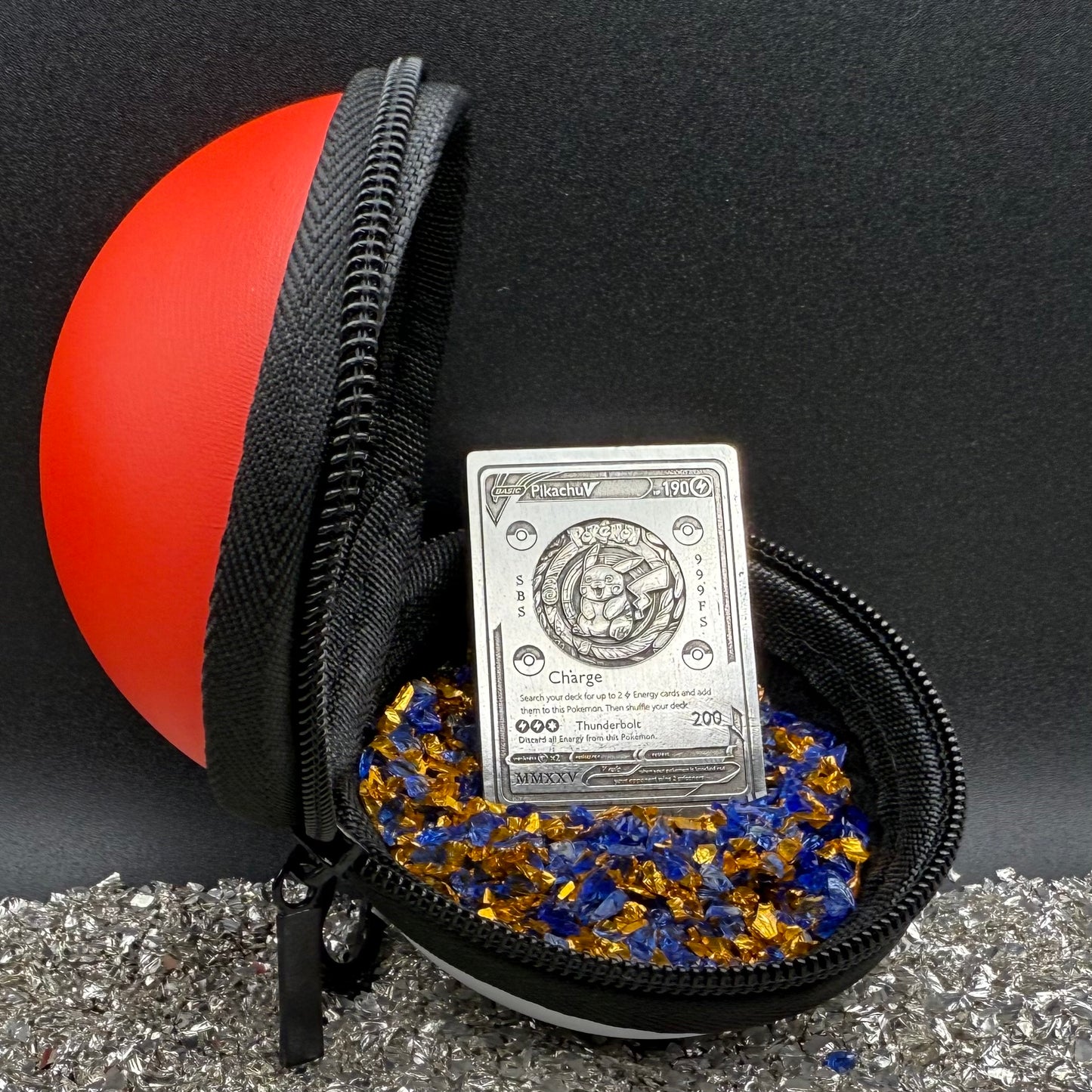 Pokémon 'Pikachu' 2.5 oz .999 Pure Silver Trading Card Hand Crafted by St Bee's in England, Satin Finish, Includes Poké Ball & COA, Mint Condition Limited Edition