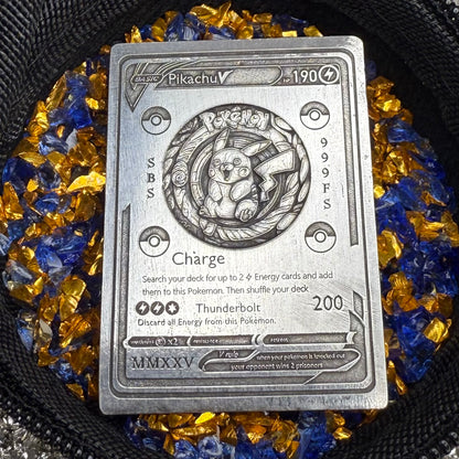 Pokémon 'Pikachu' 2.5 oz .999 Pure Silver Trading Card Hand Crafted by St Bee's in England, Satin Finish, Includes Poké Ball & COA, Mint Condition Limited Edition