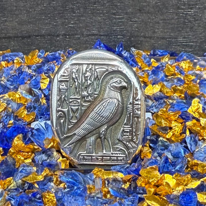 Egyptian Series 'Falcon' .5 oz .999 Pure Silver Nugget Hand Crafted by St Bee's in England, Antique Finish, Includes Wooden Box & COA, Mint Condition Limited Edition