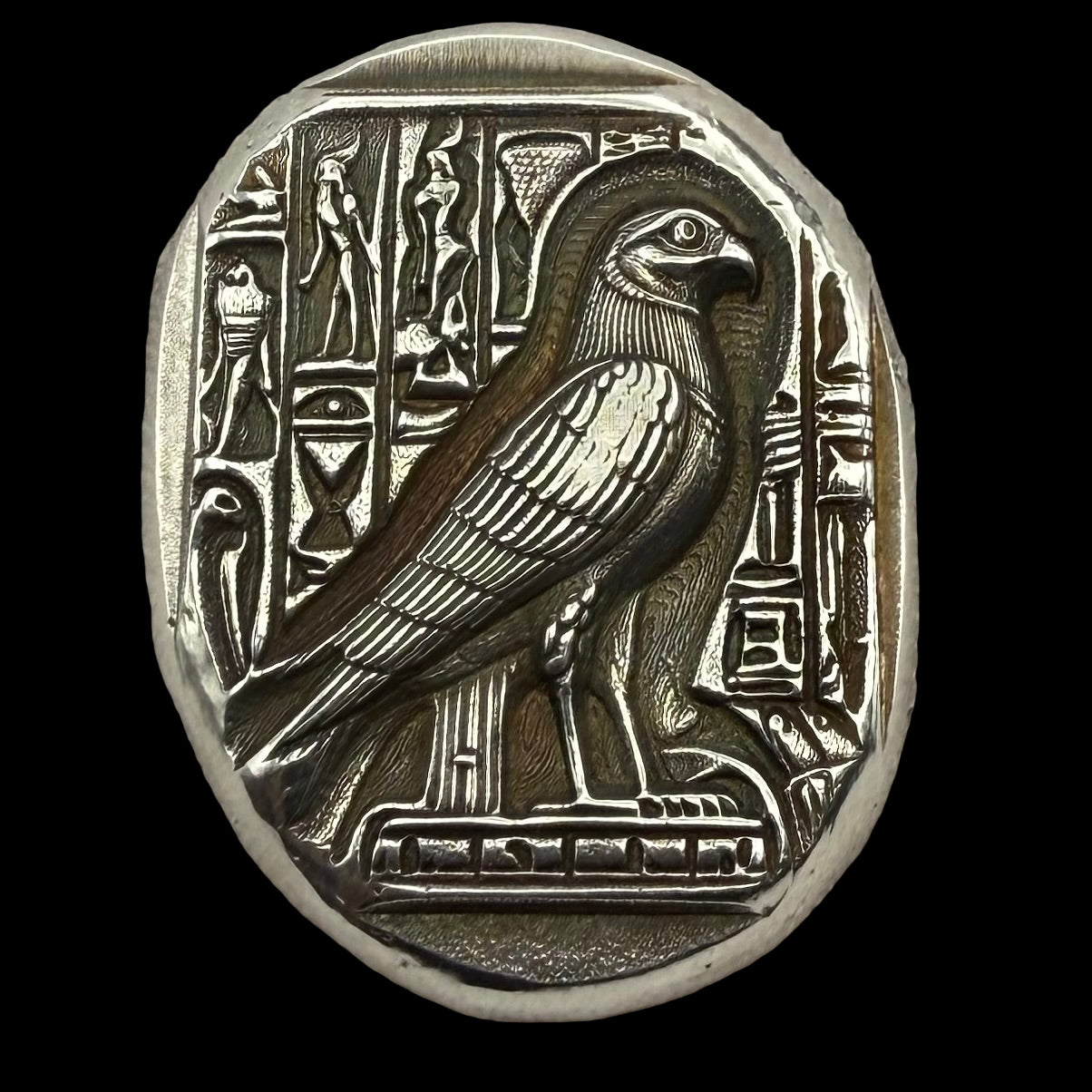 Egyptian Series 'Falcon' .5 oz .999 Pure Silver Nugget Hand Crafted by St Bee's in England, Antique Finish, Includes Wooden Box & COA, Mint Condition Limited Edition