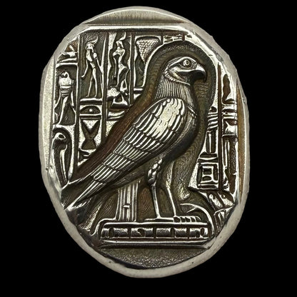 Egyptian Series 'Falcon' .5 oz .999 Pure Silver Nugget Hand Crafted by St Bee's in England, Antique Finish, Includes Wooden Box & COA, Mint Condition Limited Edition