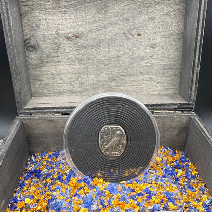 Egyptian Series 'Falcon' .5 oz .999 Pure Silver Nugget Hand Crafted by St Bee's in England, Antique Finish, Includes Wooden Box & COA, Mint Condition Limited Edition