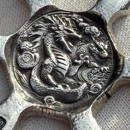 'Twin Dragon Star' 1.04 oz .999 Fine Silver Star Hand Crafted by St Bee's in England, Shiny Finish, Includes Earbud Case & COA, Mint Condition, Limited Edition