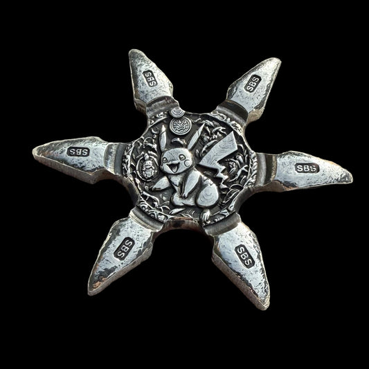 Pokémon 'Pikachu Star' 1.06 oz .999 Fine Silver Star Hand Crafted by St Bee's in England, Shiny Finish, Includes Poké Ball & COA, Mint Condition, Limited Edition