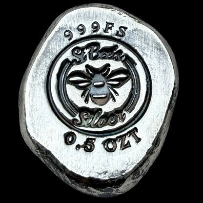 'Honey Bee' .5 oz .999 Pure Silver Nugget Hand Crafted by St Bee's in England, Shiny Finish, Includes Wooden Box & COA, Mint Condition Limited Edition
