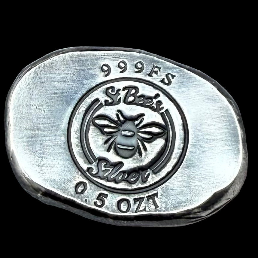 'Hedgehog' .5 oz .999 Pure Silver Nugget Hand Crafted by St Bee's in England, Shiny Finish, Includes Wooden Box & COA, Mint Condition Limited Edition