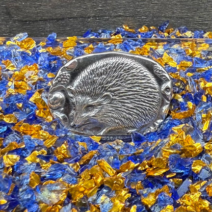'Hedgehog' .5 oz .999 Pure Silver Nugget Hand Crafted by St Bee's in England, Shiny Finish, Includes Wooden Box & COA, Mint Condition Limited Edition