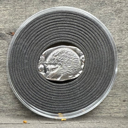'Hedgehog' .5 oz .999 Pure Silver Nugget Hand Crafted by St Bee's in England, Shiny Finish, Includes Wooden Box & COA, Mint Condition Limited Edition