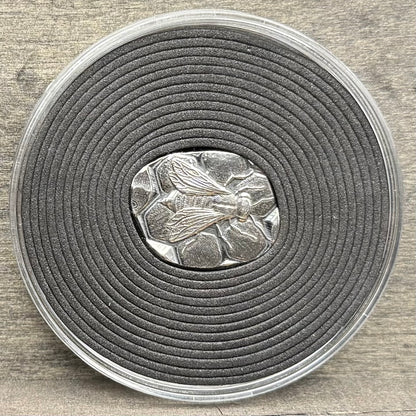 'Honey Bee' .5 oz .999 Pure Silver Nugget Hand Crafted by St Bee's in England, Shiny Finish, Includes Wooden Box & COA, Mint Condition Limited Edition