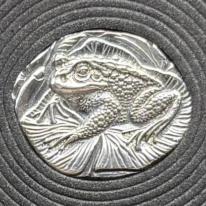 'Cute Frog' .5 oz .999 Pure Silver Nugget Hand Crafted by St Bee's in England, Shiny Finish, Includes Wooden Box & COA, Mint Condition Limited Edition