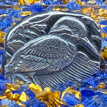 'Kingfisher' .5 oz .999 Pure Silver Nugget Hand Crafted by St Bee's in England, Shiny Finish, Includes Wooden Box & COA, Mint Condition Limited Edition