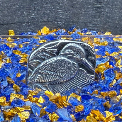 'Kingfisher' .5 oz .999 Pure Silver Nugget Hand Crafted by St Bee's in England, Shiny Finish, Includes Wooden Box & COA, Mint Condition Limited Edition