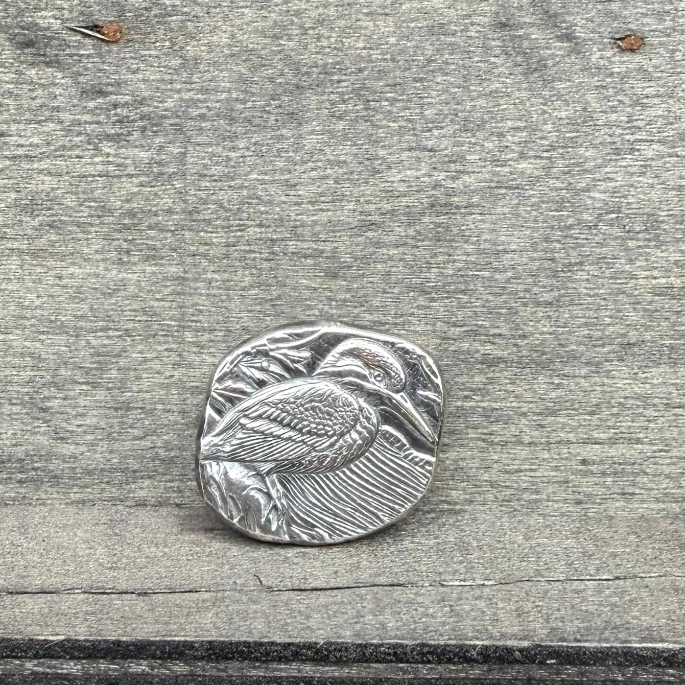 'Kingfisher' .5 oz .999 Pure Silver Nugget Hand Crafted by St Bee's in England, Shiny Finish, Includes Wooden Box & COA, Mint Condition Limited Edition