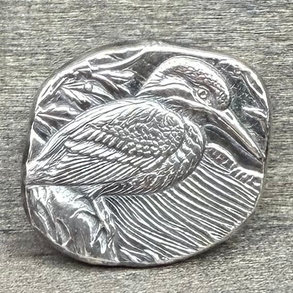 'Kingfisher' .5 oz .999 Pure Silver Nugget Hand Crafted by St Bee's in England, Shiny Finish, Includes Wooden Box & COA, Mint Condition Limited Edition