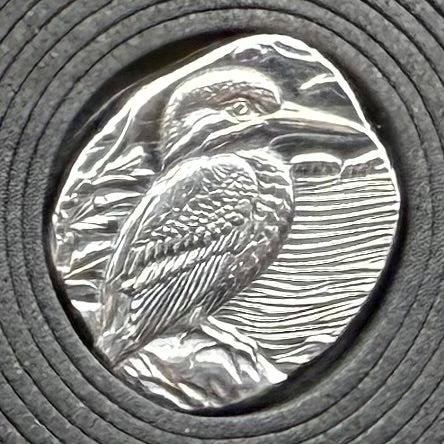 'Kingfisher' .5 oz .999 Pure Silver Nugget Hand Crafted by St Bee's in England, Shiny Finish, Includes Wooden Box & COA, Mint Condition Limited Edition