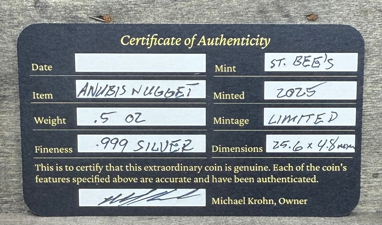 Egyptian Series 'Scarab' .5 oz .999 Pure Silver Nugget Hand Crafted by St Bee's in England, Antique Finish, Includes Wooden Box & COA, Mint Condition Limited Edition