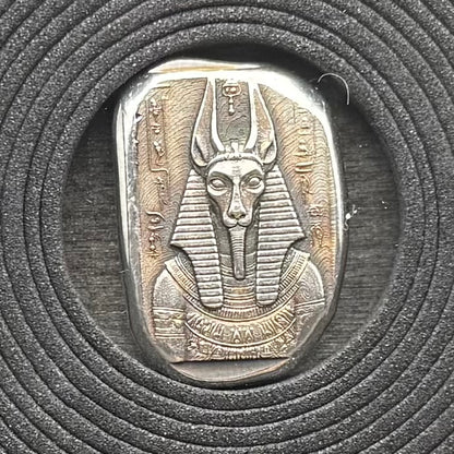 Egyptian Series 'Anubis' .5 oz .999 Pure Silver Nugget Hand Crafted by St Bee's in England, Antique Finish, Includes Wooden Box & COA, Mint Condition Limited Edition