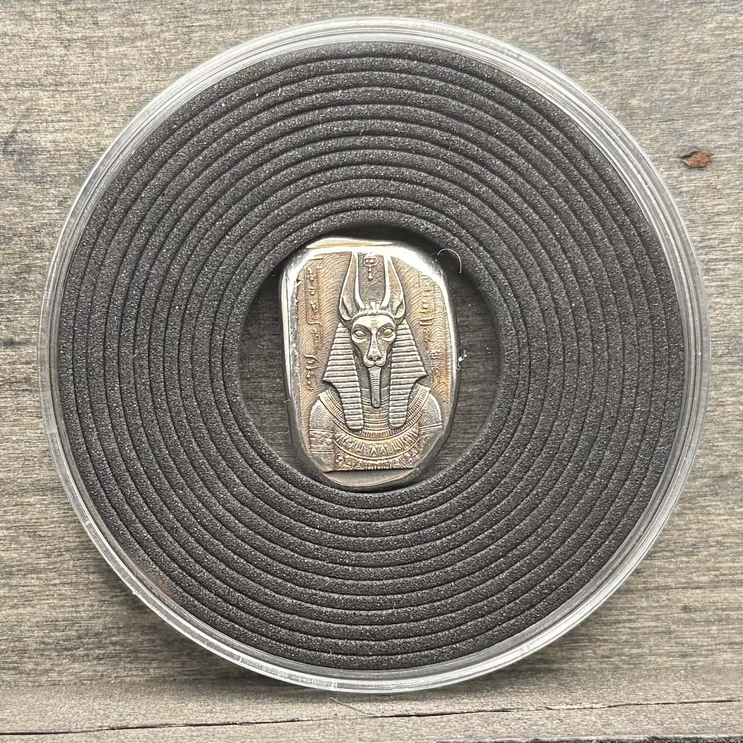 Egyptian Series 'Anubis' .5 oz .999 Pure Silver Nugget Hand Crafted by St Bee's in England, Antique Finish, Includes Wooden Box & COA, Mint Condition Limited Edition