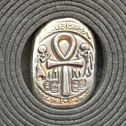 Egyptian Series 'Ankh' .5 oz .999 Pure Silver Nugget Hand Crafted by St Bee's in England, Antique Finish, Includes Wooden Box & COA, Mint Condition Limited Edition