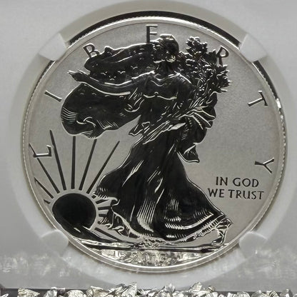 Reverse Proof & Enhanced Finish (2 Coin Set) 2013 (W) $1 American Silver Eagle NGC PF70 White Core Holder Classic Brown Label