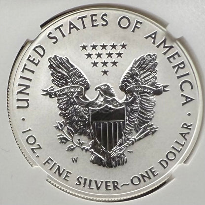 Reverse Proof & Enhanced Finish (2 Coin Set) 2013 (W) $1 American Silver Eagle NGC PF70 White Core Holder Classic Brown Label