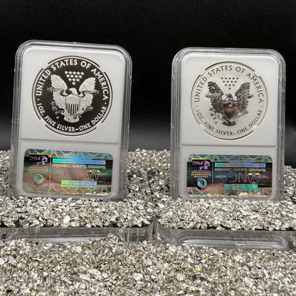 Reverse Proof & Enhanced Finish (2 Coin Set) 2013 (W) $1 American Silver Eagle NGC PF70 White Core Holder Classic Brown Label