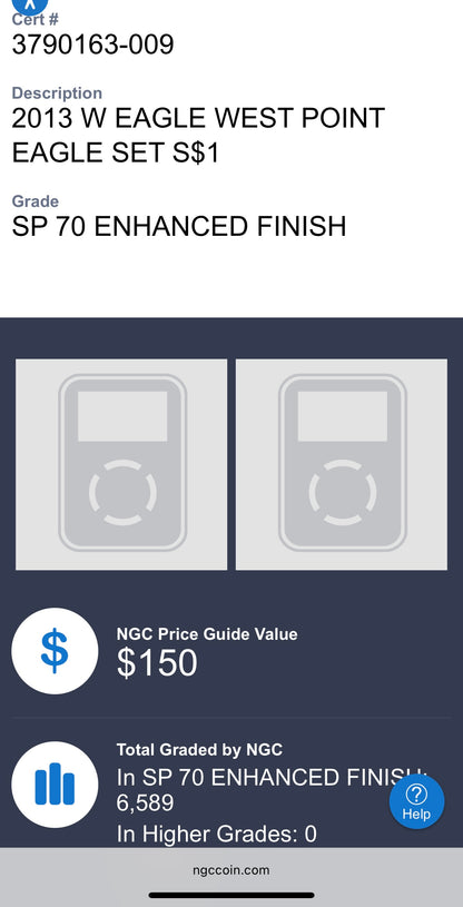 Reverse Proof & Enhanced Finish (2 Coin Set) 2013 (W) $1 American Silver Eagle NGC PF70 White Core Holder Classic Brown Label