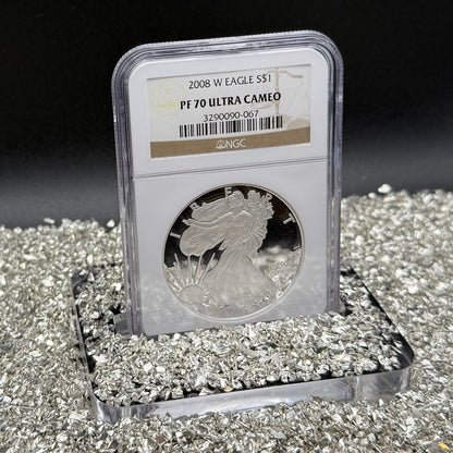 Proof 2008 (W) $1 American Silver Eagle NGC PF70UC Classic Brown Label (1 of 15,136)