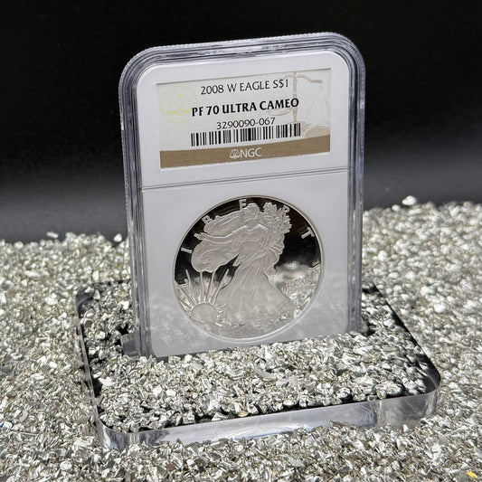 Proof 2008 (W) $1 American Silver Eagle NGC PF70UC Classic Brown Label (1 of 15,136)