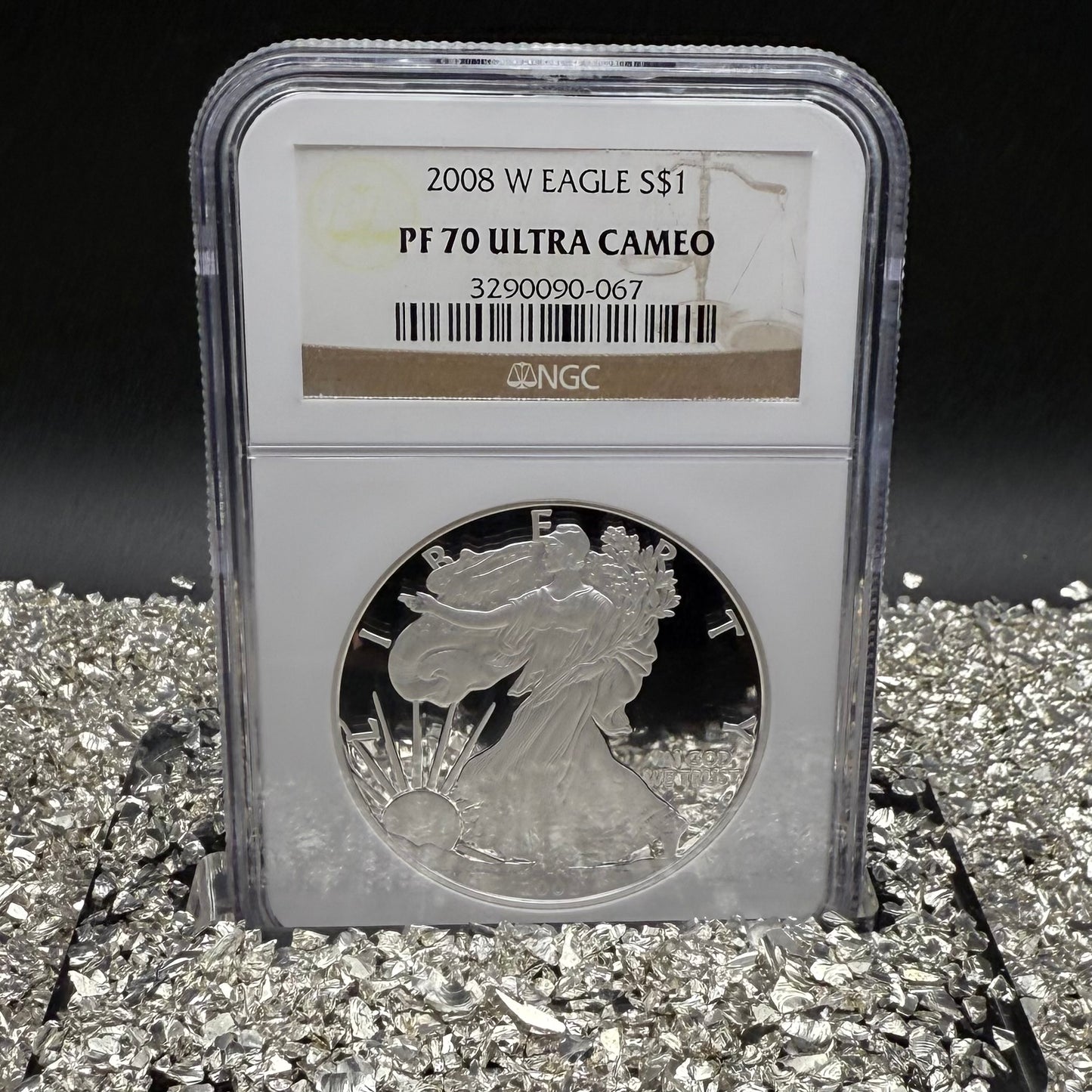 Proof 2008 (W) $1 American Silver Eagle NGC PF70UC Classic Brown Label (1 of 15,136)