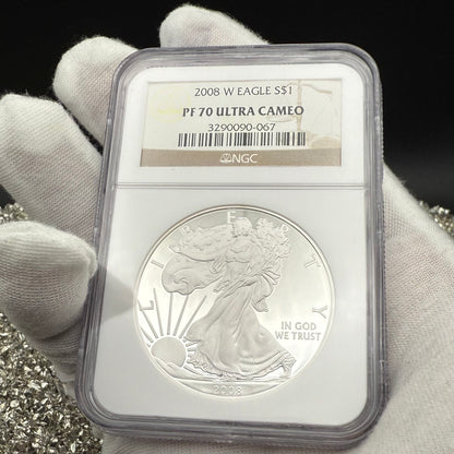Proof 2008 (W) $1 American Silver Eagle NGC PF70UC Classic Brown Label (1 of 15,136)