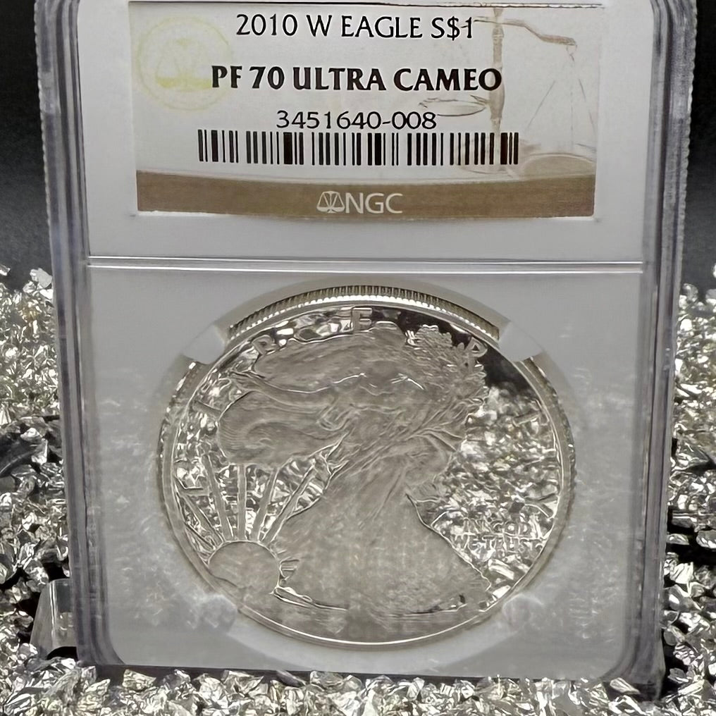 Proof 2010 (W) $1 American Silver Eagle NGC PF70UC Classic Brown Label (1 of 9,023)