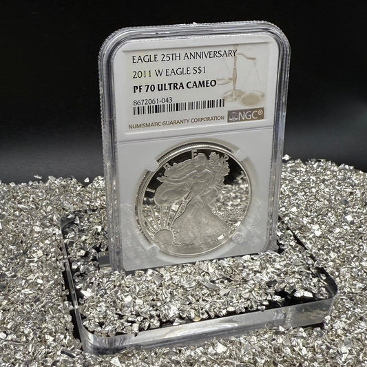Proof 2011 (W) $1 American Silver Eagle NGC PF70UC 25th Anniversary Modern Brown Label Mint (1 of 9,295)