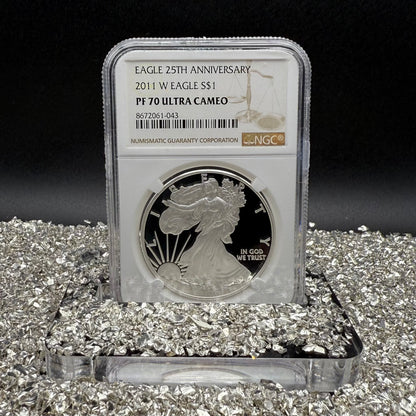 Proof 2011 (W) $1 American Silver Eagle NGC PF70UC 25th Anniversary Modern Brown Label Mint (1 of 9,295)