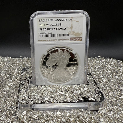Proof 2011 (W) $1 American Silver Eagle NGC PF70UC 25th Anniversary Modern Brown Label Mint (1 of 9,295)