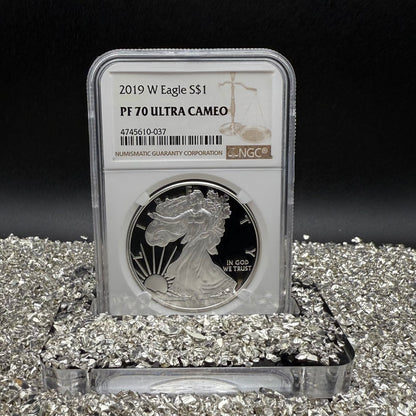 Proof 2019 (W) $1 American Silver Eagle NGC PF70UC Modern Brown Label White Holder (1 of 3,491)