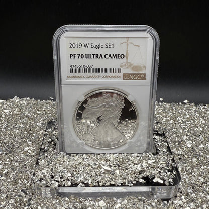 Proof 2019 (W) $1 American Silver Eagle NGC PF70UC Modern Brown Label White Holder (1 of 3,491)