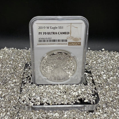 Proof 2019 (W) $1 American Silver Eagle NGC PF70UC Modern Brown Label White Holder (1 of 3,491)