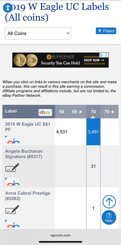 Proof 2019 (W) $1 American Silver Eagle NGC PF70UC Modern Brown Label White Holder (1 of 3,491)