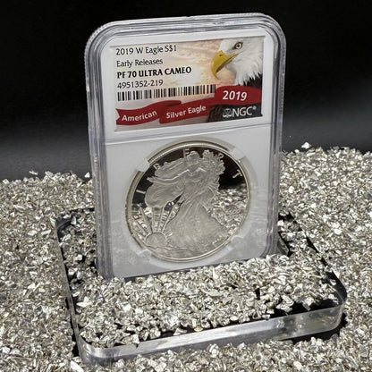 Proof 2019 (W) $1 American Silver Eagle NGC PF70UC Early Releases Eagle Label White Holder (1 of 4,470)