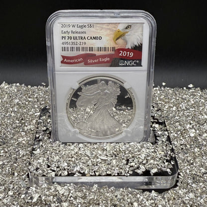 Proof 2019 (W) $1 American Silver Eagle NGC PF70UC Early Releases Eagle Label White Holder (1 of 4,470)