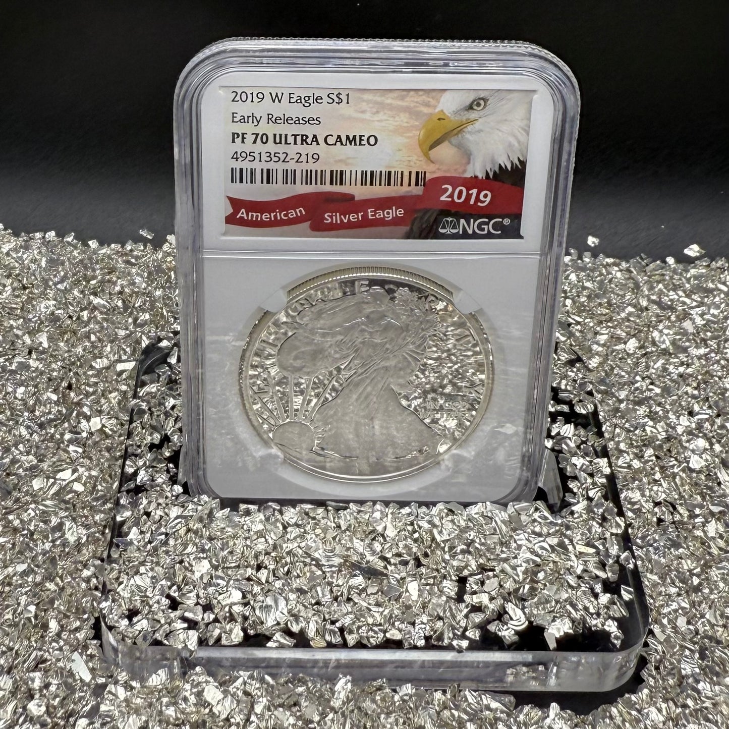 Proof 2019 (W) $1 American Silver Eagle NGC PF70UC Early Releases Eagle Label White Holder (1 of 4,470)
