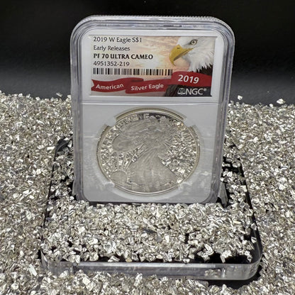 Proof 2019 (W) $1 American Silver Eagle NGC PF70UC Early Releases Eagle Label White Holder (1 of 4,470)